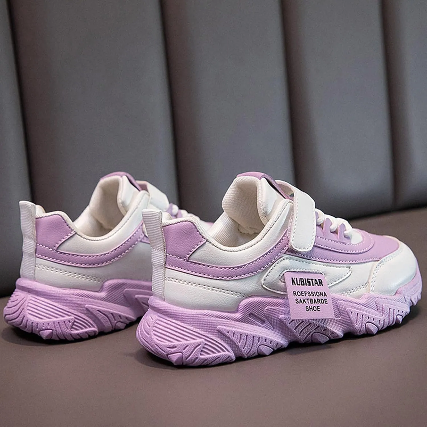 Sneakers for Girls Lightweight Breathable Knit Athletic Running Sneakers for Kids Comfortable Sole Shoes with Hook and Loop