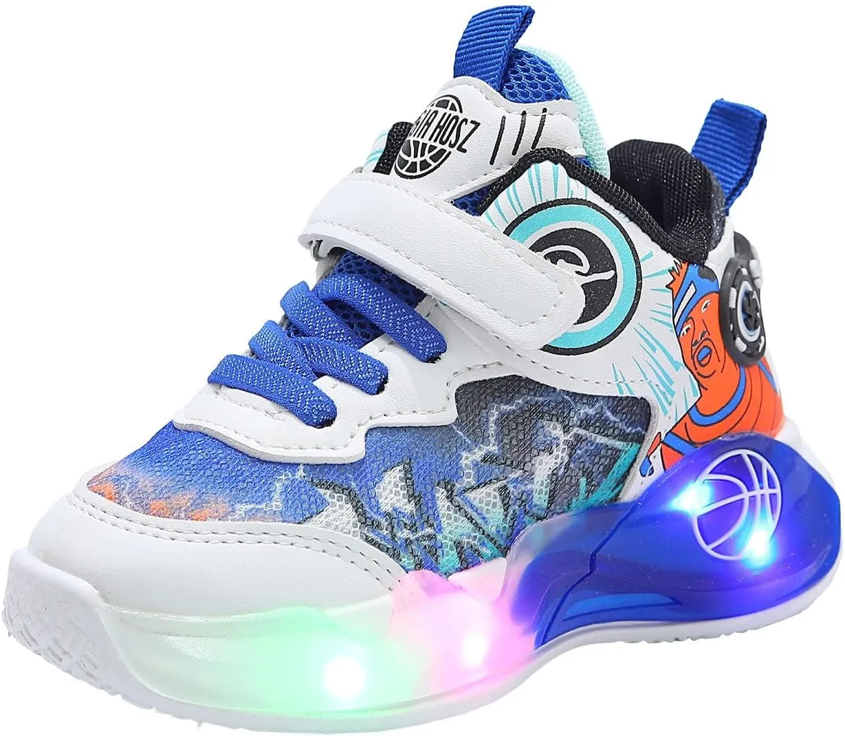 Sneakers for Girls Luminous Breathable Light Up Shoes for Kids Hook and Loop Flashing Comfortable Running Walking Shoes