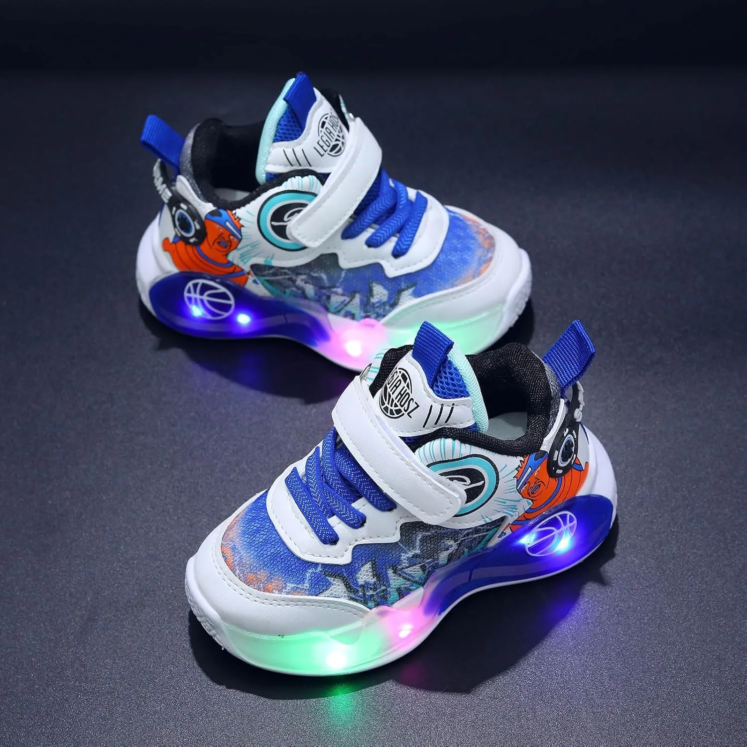 Sneakers for Girls Luminous Breathable Light Up Shoes for Kids Hook and Loop Flashing Comfortable Running Walking Shoes