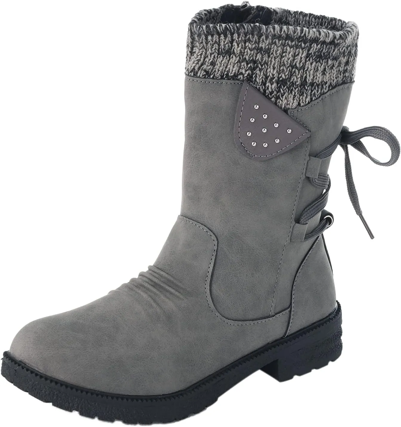 Snow Boots for Women Mid Calf Boots Women Vintage Casual Winter Working shoes Non-slip Lightweight Side Zipper Boots