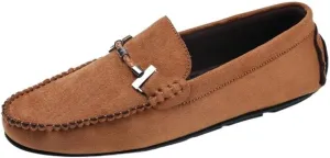 Suede Leather Mens Driving Footwear Slip on Man Formal Shoes Brown Thick Soled Business Shoes Driving Tassels Loafers Moccasins