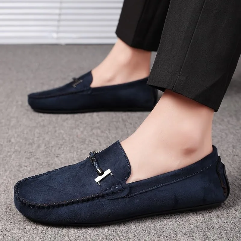 Suede Leather Mens Driving Footwear Slip on Man Formal Shoes Brown Thick Soled Business Shoes Driving Tassels Loafers Moccasins