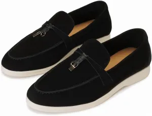Suede Loafers for Women, Tassel Womens Flats Moccasin Slippers Walking Slip on Shoes Soft Sole Comfortable Spring Summer Mocasines para Mujer Genuine Leather