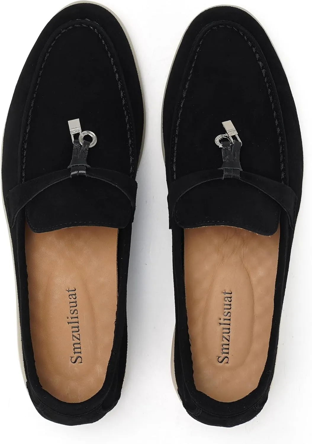 Suede Loafers for Women, Tassel Womens Flats Moccasin Slippers Walking Slip on Shoes Soft Sole Comfortable Spring Summer Mocasines para Mujer Genuine Leather