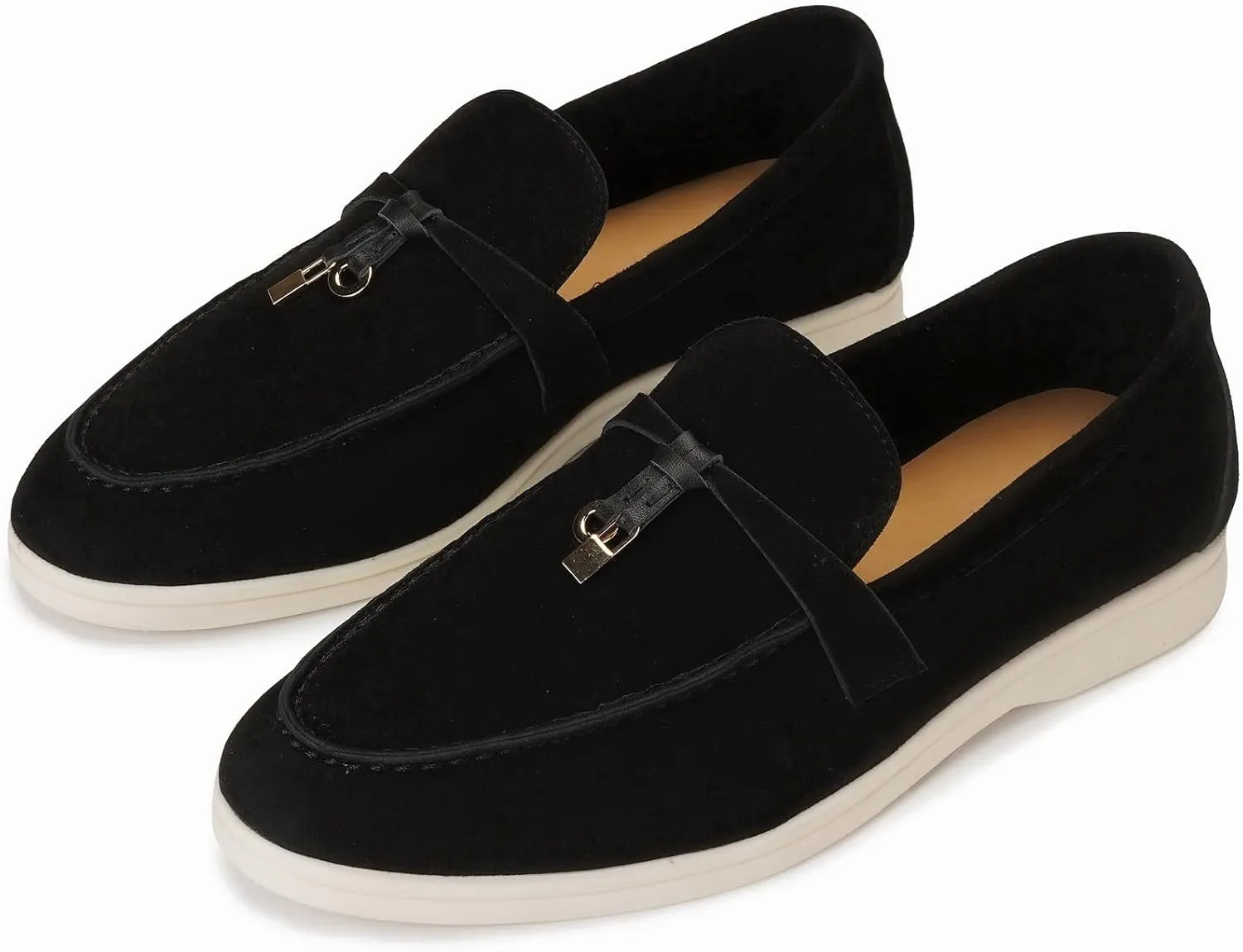Suede Loafers for Women, Tassel Womens Flats Moccasin Slippers Walking Slip on Shoes Soft Sole Comfortable Spring Summer Mocasines para Mujer Genuine Leather