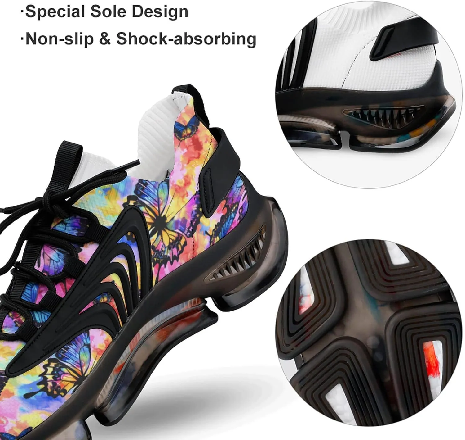 Tie Dye Butterfly Watercolor Men's Running Shoes Lightweight Walking Shoe Breathable Sneaker