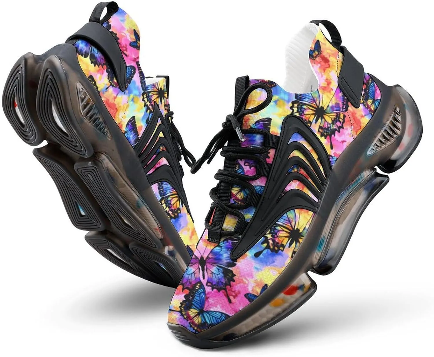 Tie Dye Butterfly Watercolor Men's Running Shoes Lightweight Walking Shoe Breathable Sneaker