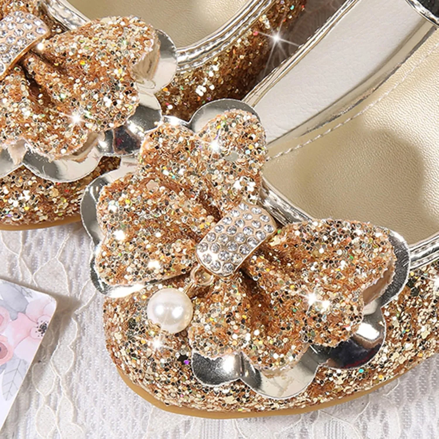 Toddler Girl Shoes,Little Kid Girls Dress Princess Shoes Sequins Bowknot Low Heels Party Dance Shoes 4-9 Years