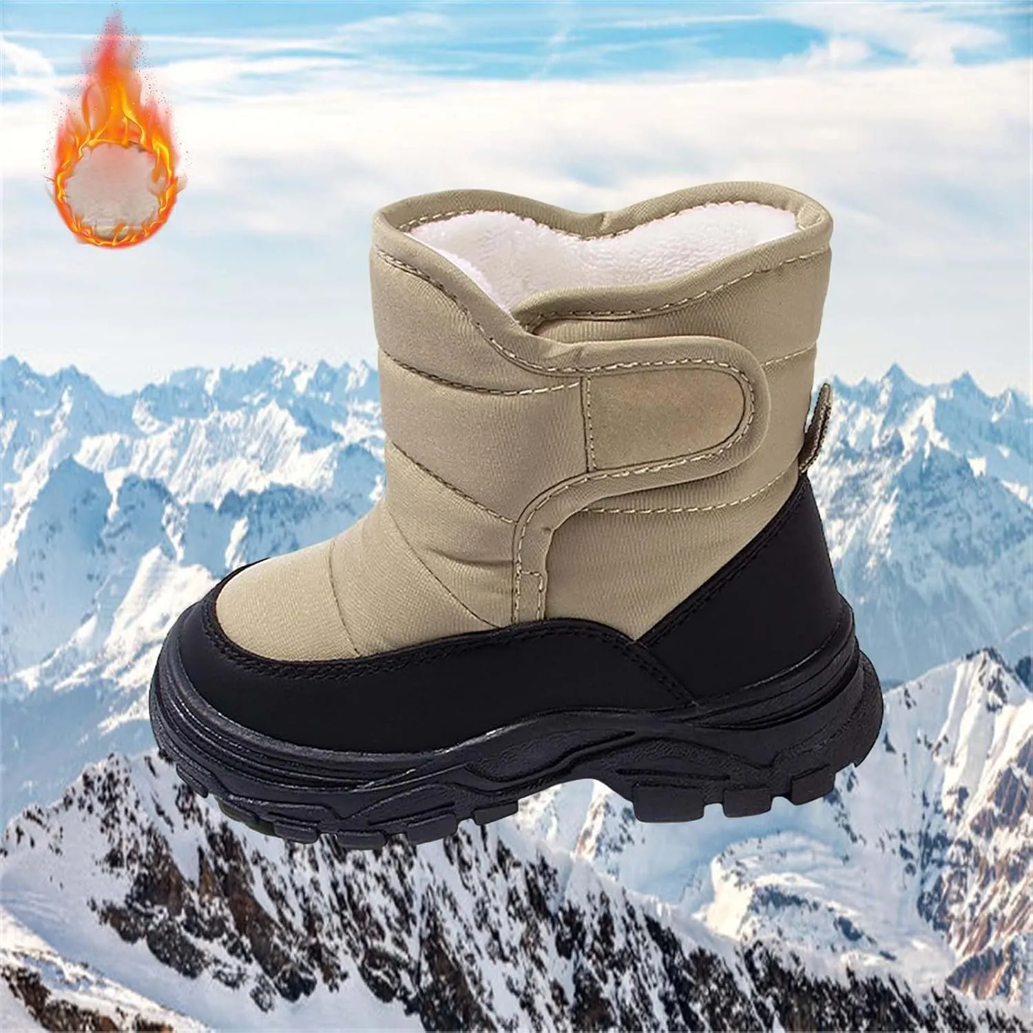 Toddler Rubber Sole Cotton Fuzzy Snow Booties Open Toe Fashion Loafers Shoes Warm Comfy Outdoor Ski Non Slip Sport Shoes