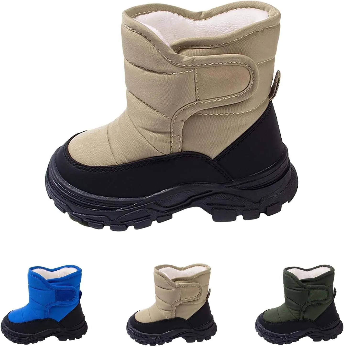 Toddler Rubber Sole Cotton Fuzzy Snow Booties Open Toe Fashion Loafers Shoes Warm Comfy Outdoor Ski Non Slip Sport Shoes