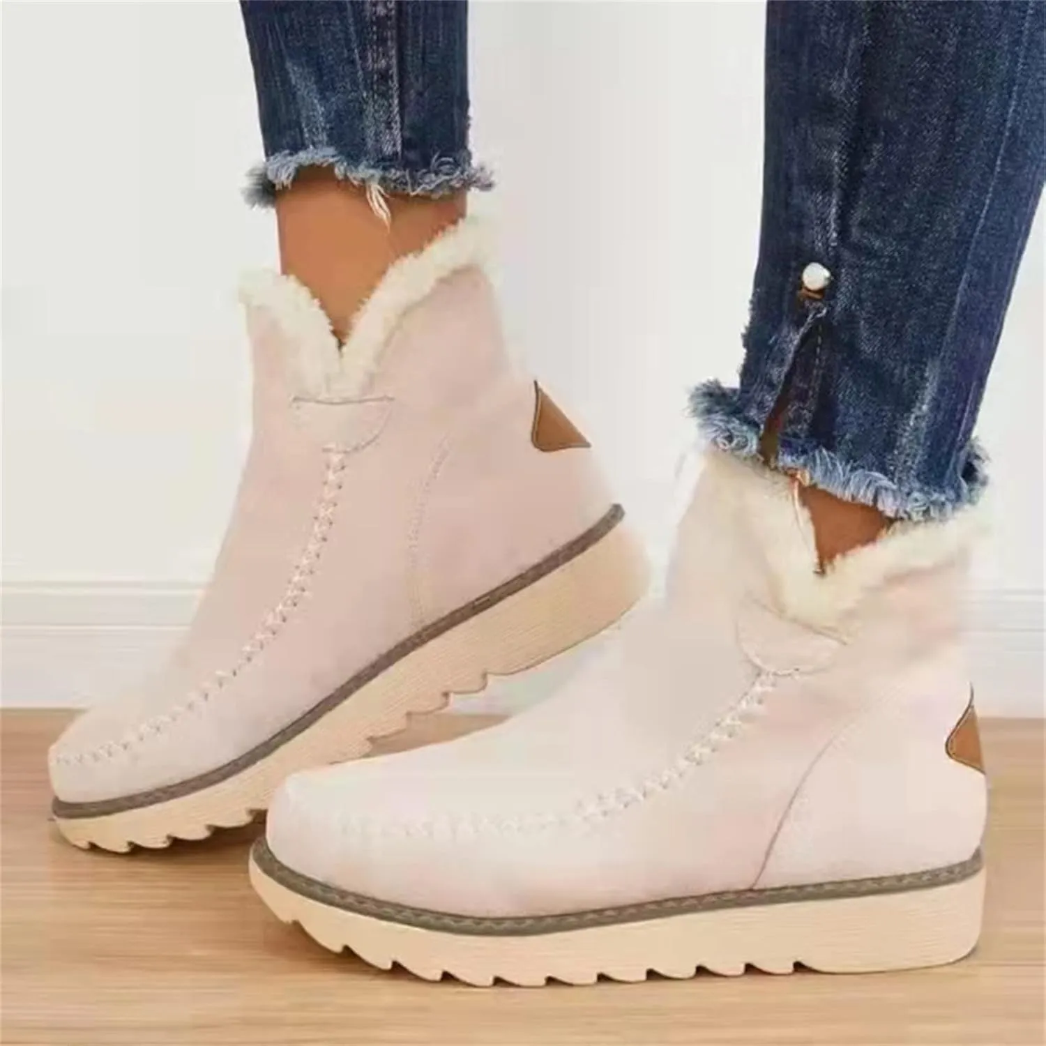 Trending Winter Boots For Women 2024 Warm Snow Fuzzy Ankle Booties Flat Cute Silp On Comfortable Casual Loafers Shoes