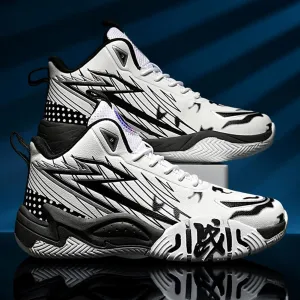 Unisex High Top Breathable Mesh Basketball Shoes Lightweight Shock Absorption and Training Sneakers