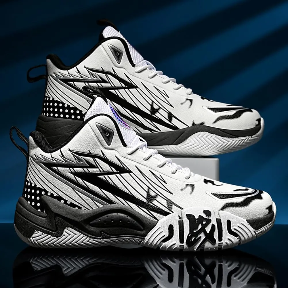 Unisex High Top Breathable Mesh Basketball Shoes Lightweight Shock Absorption and Training Sneakers