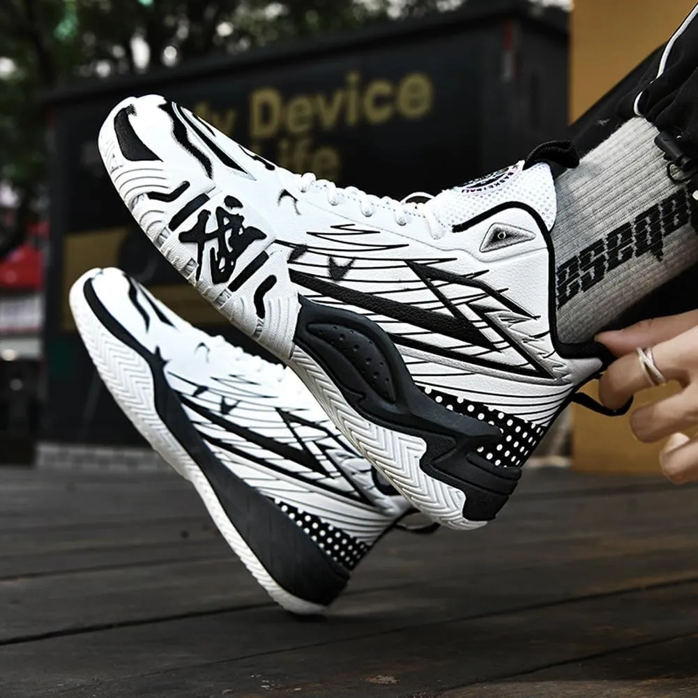 Unisex High Top Breathable Mesh Basketball Shoes Lightweight Shock Absorption and Training Sneakers