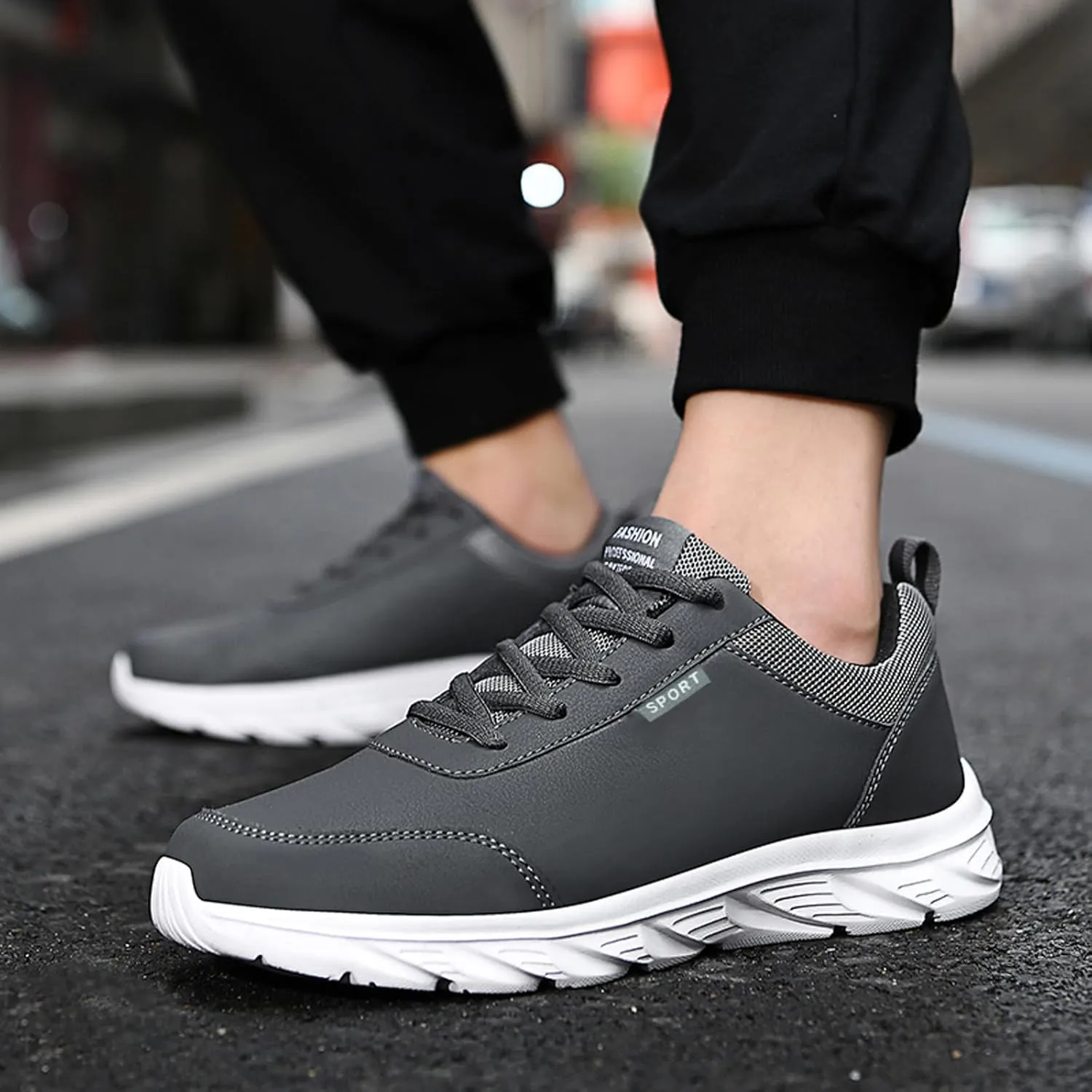 Versatile & Casual Sneaker Outdoor Men Mountaineering Casual Sport Shoes Lace Up Solid Color Running Breathable Soft