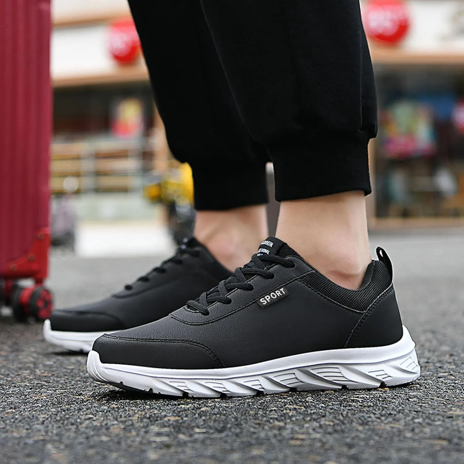 Versatile & Casual Sneaker Outdoor Men Mountaineering Casual Sport Shoes Lace Up Solid Color Running Breathable Soft