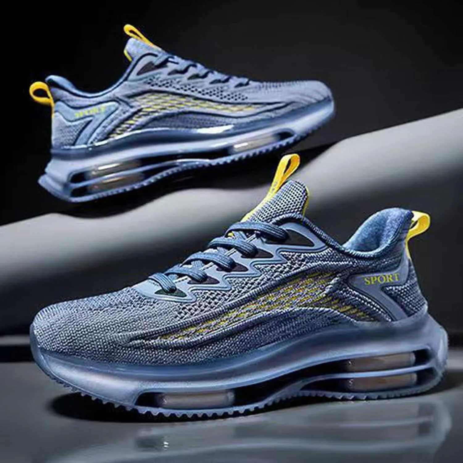 WENOREG Ztigerz Men's Mesh Air Cushion Sneakers Orthopedic Travel Plimsolls,Fashion Lace up Lightweight Non Slip Shock-Absorbing Breathable Comfort Gym Jogging Tennis Walking Work Running Shoes