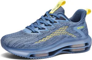 WENOREG Ztigerz Men's Mesh Air Cushion Sneakers Orthopedic Travel Plimsolls,Fashion Lace up Lightweight Non Slip Shock-Absorbing Breathable Comfort Gym Jogging Tennis Walking Work Running Shoes