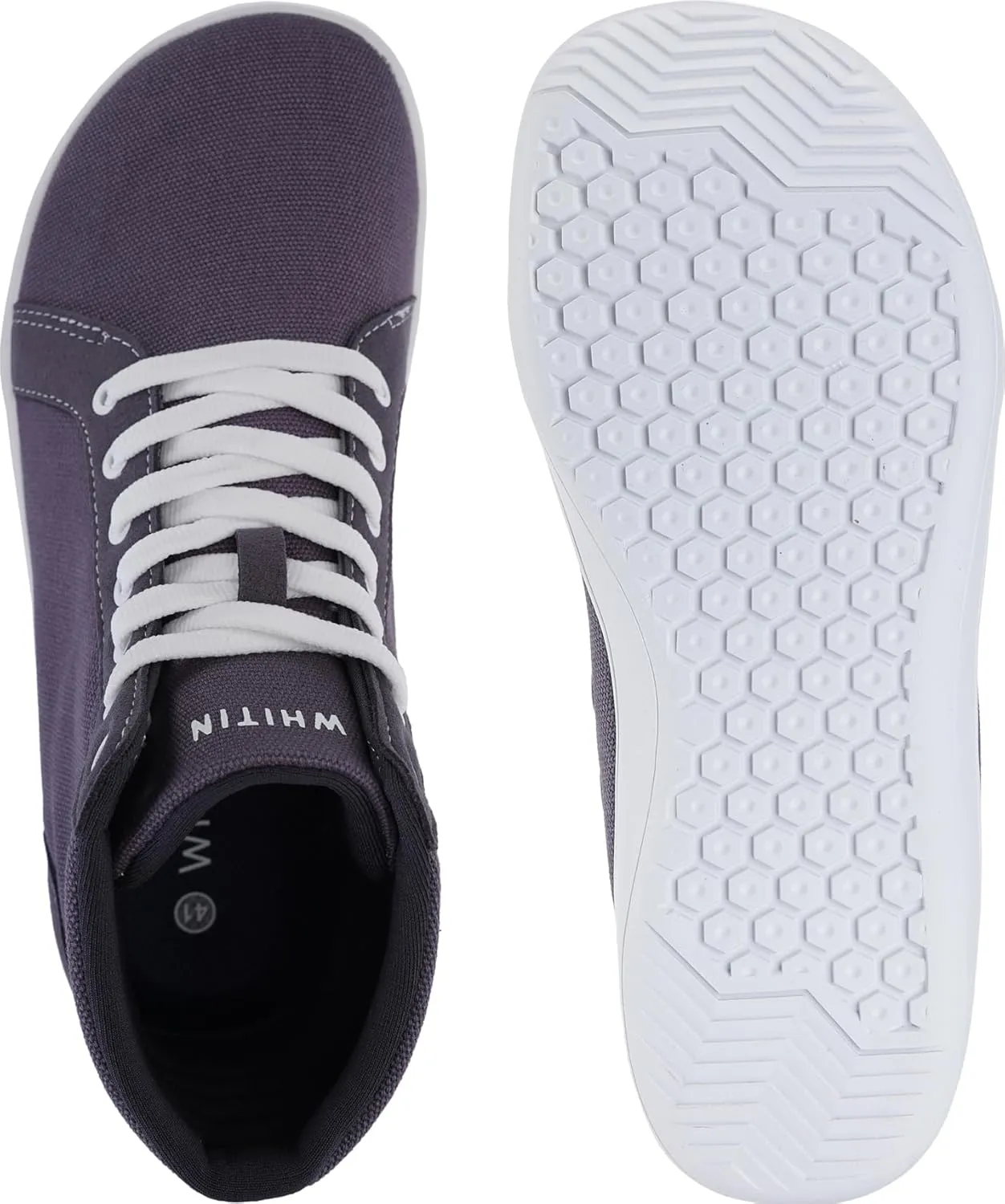 WHITIN Men's Wide Hi-top Minimalist Barefoot Sneakers | Zero Drop Sole | Cushioned Ankle Support