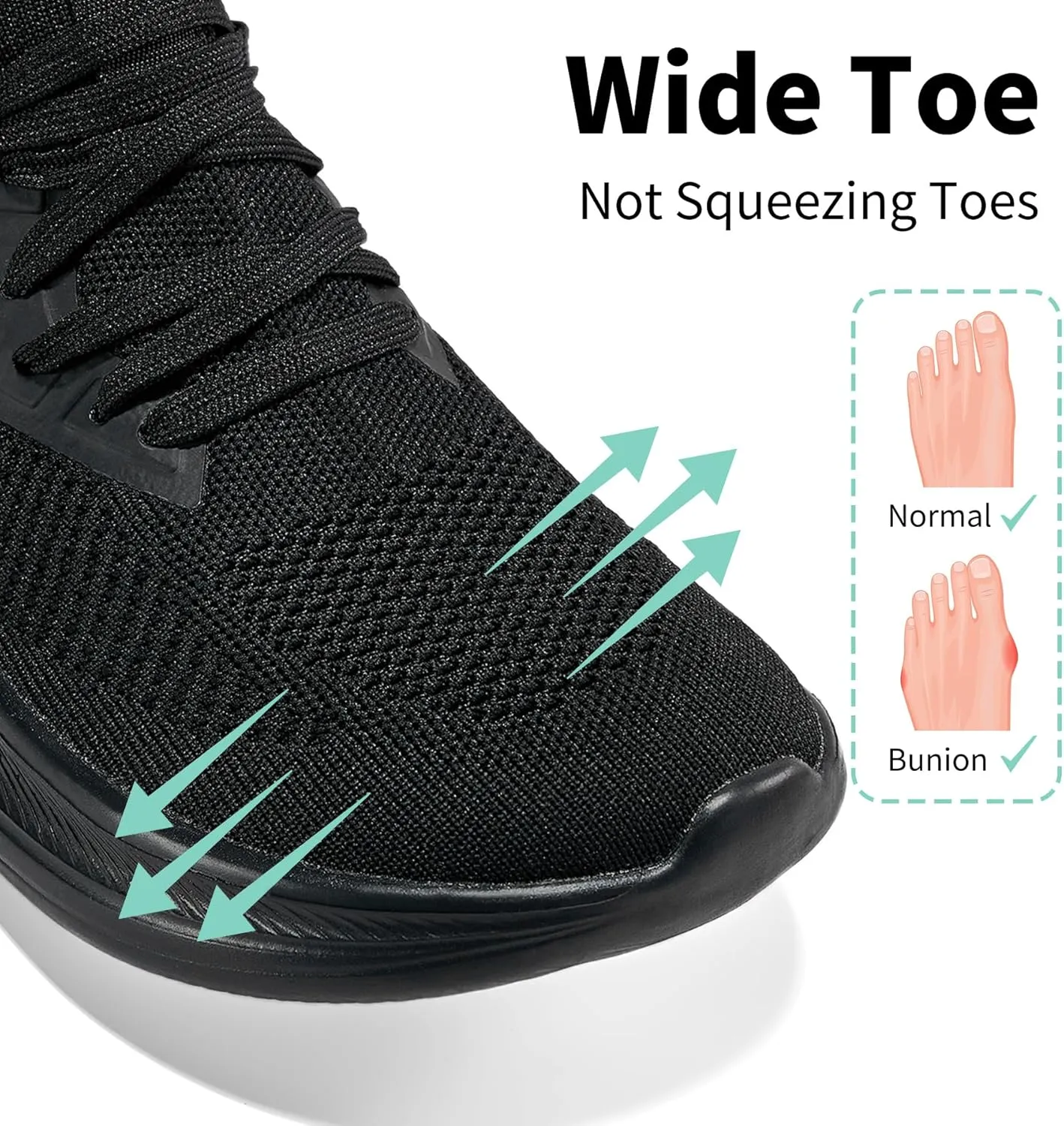 Wide Toe Box Shoes for Men Extra Wide Width Sneakers Ultra Light Road Running Shoes Non-Slip Wide Tennis Shoes Breathable Walking Shoes Athletic Gym Workout