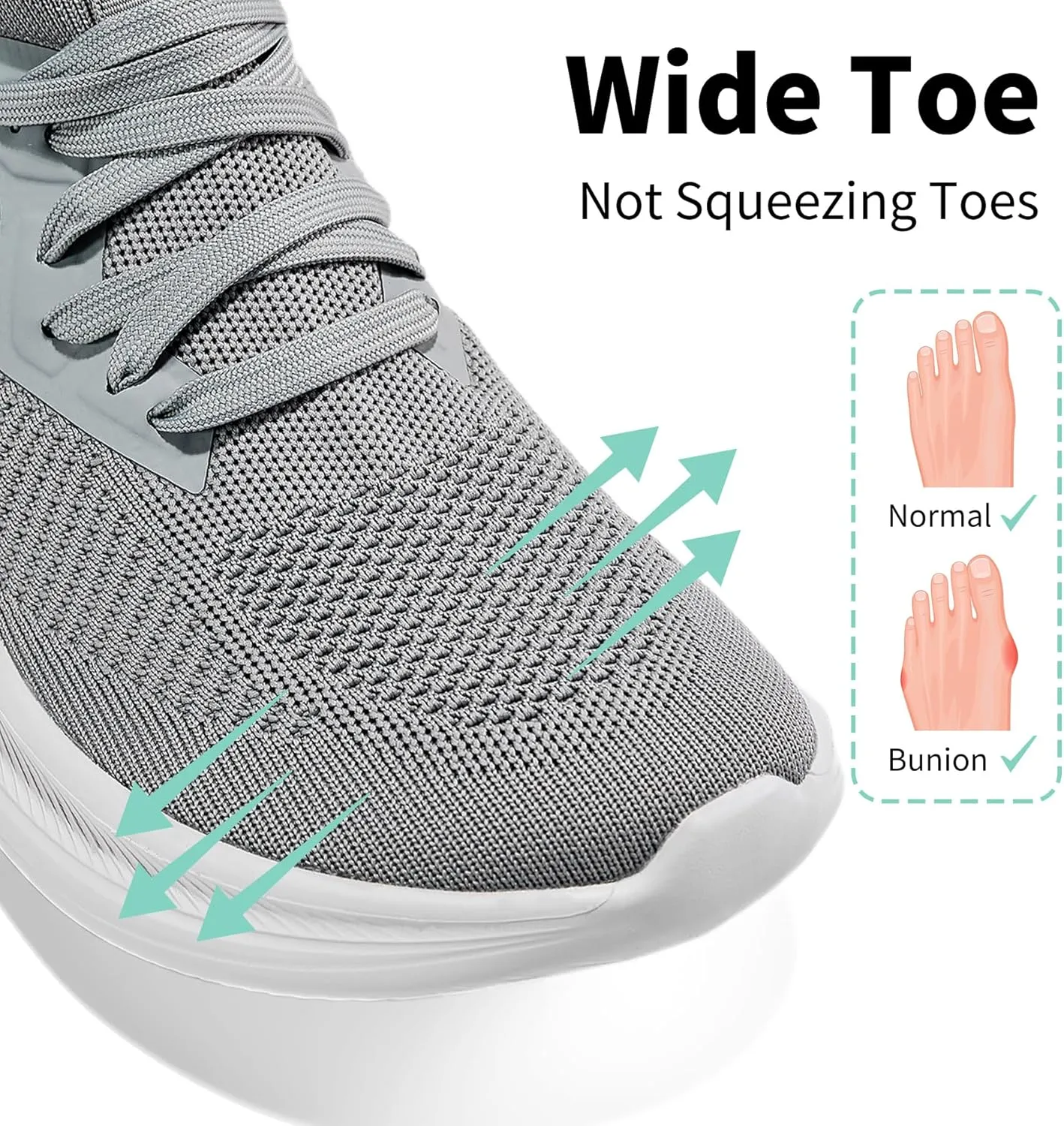 Wide Toe Box Shoes for Men Extra Wide Width Sneakers Ultra Light Road Running Shoes Non-Slip Wide Tennis Shoes Breathable Walking Shoes Athletic Gym Workout