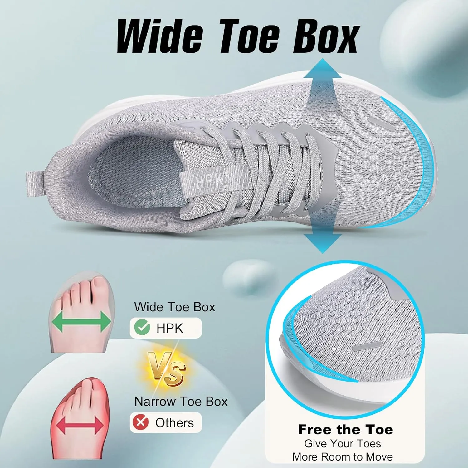 Wide Toe Box Shoes Women Air Cushion Running Shoes Extra Wide Width Sneakers Ultra Light Tennis Arch Support Walking Diabetic Plantar Fasciitis Athletic
