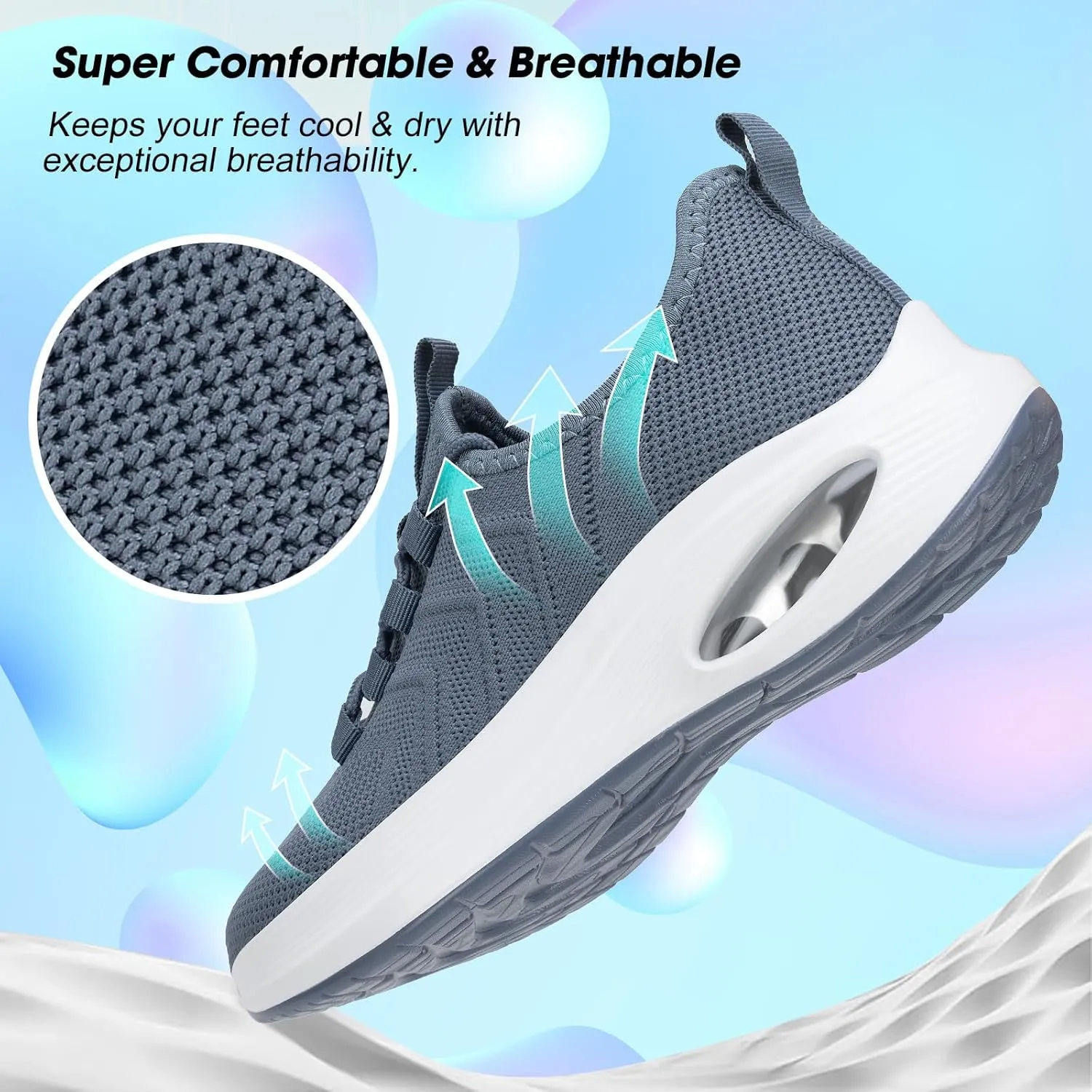 Wide Toe Box Shoes Women Extra Wide Width Sneakers Air Cushion Road Running Shoes Ultra Light Tennis Gym Workout Training Shoes Breathable Walking Shoes with Arch Support