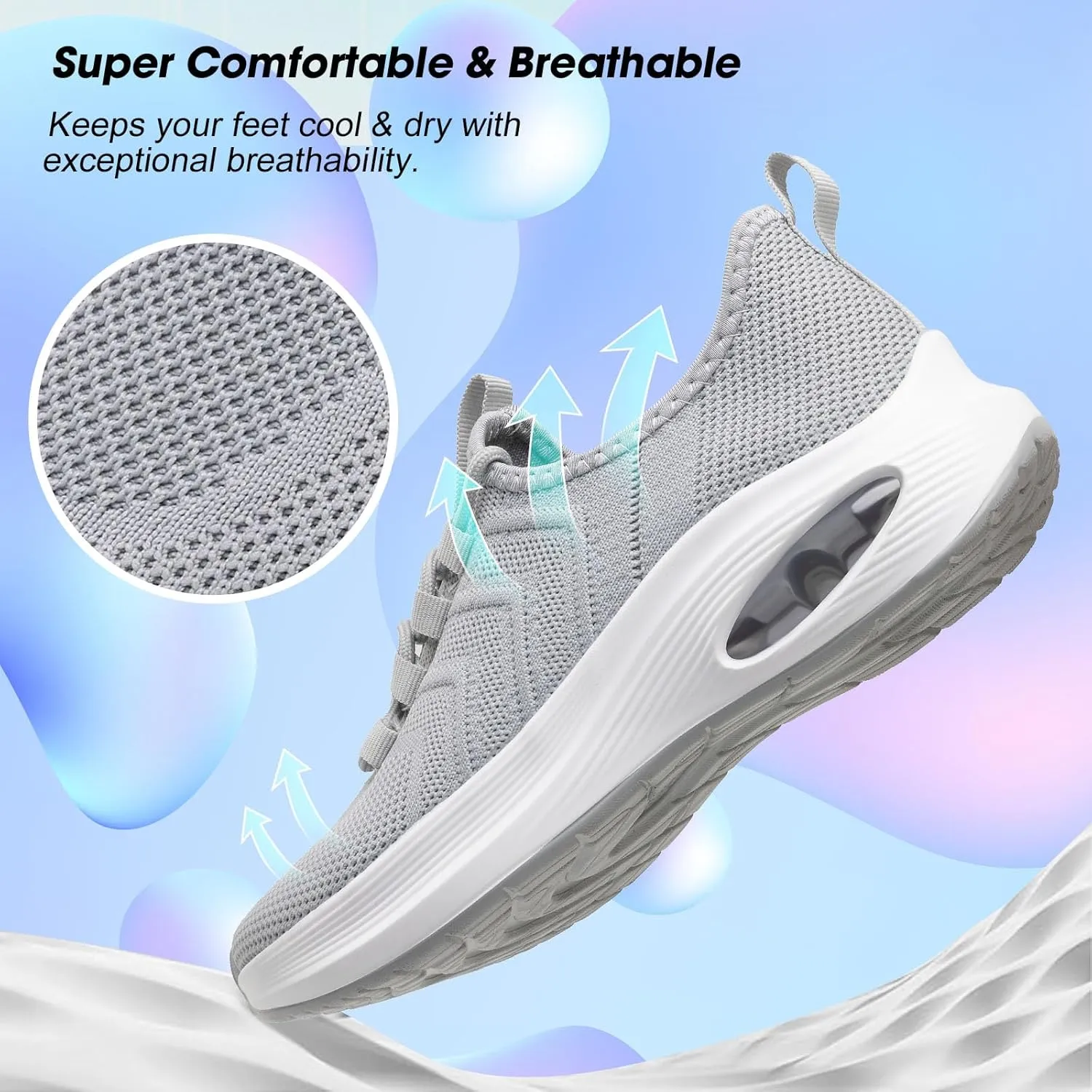 Wide Toe Box Shoes Women Extra Wide Width Sneakers Air Cushion Road Running Shoes Ultra Light Tennis Gym Workout Training Shoes Breathable Walking Shoes with Arch Support