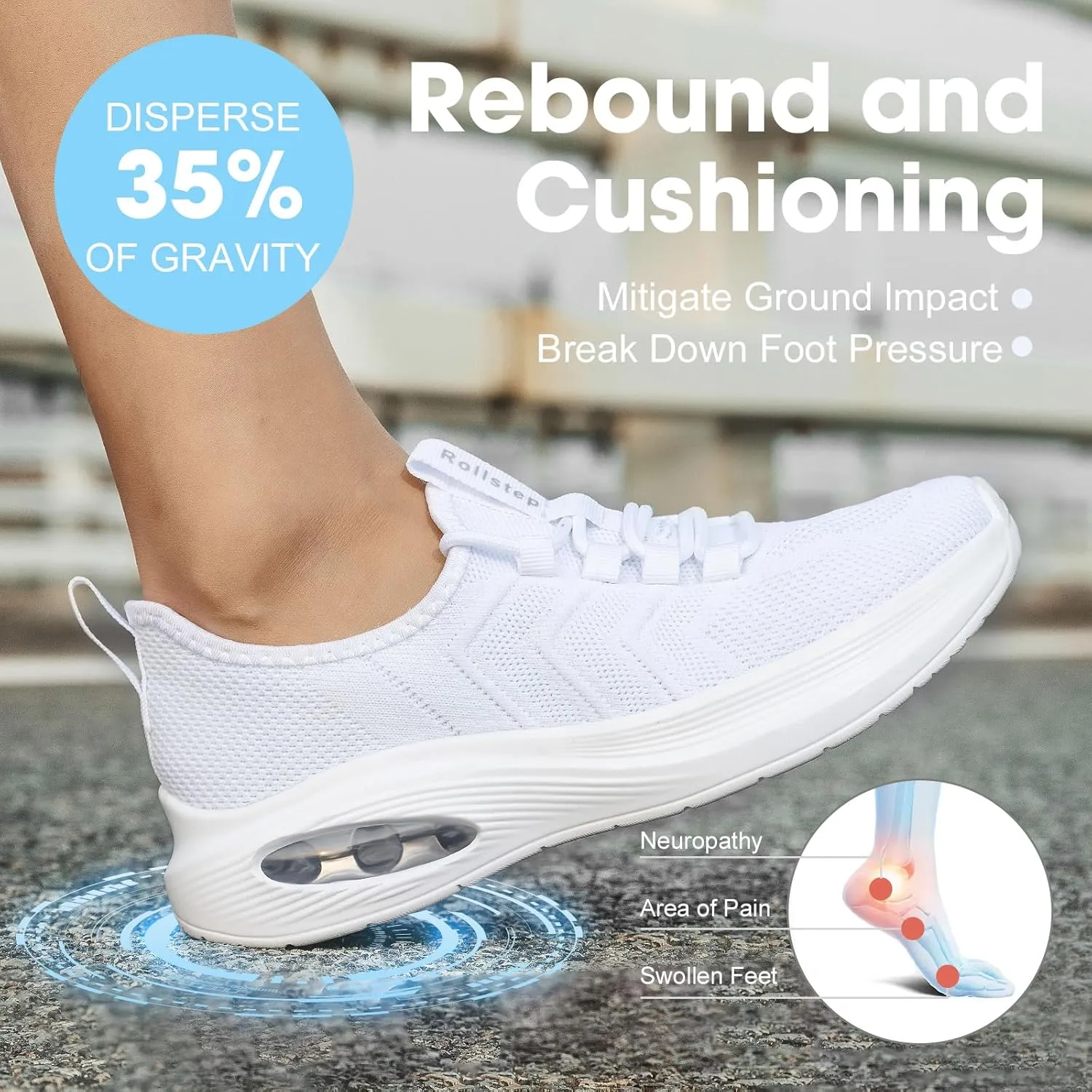 Wide Toe Box Shoes Women Extra Wide Width Sneakers Air Cushion Road Running Shoes Ultra Light Tennis Gym Workout Training Shoes Breathable Walking Shoes with Arch Support