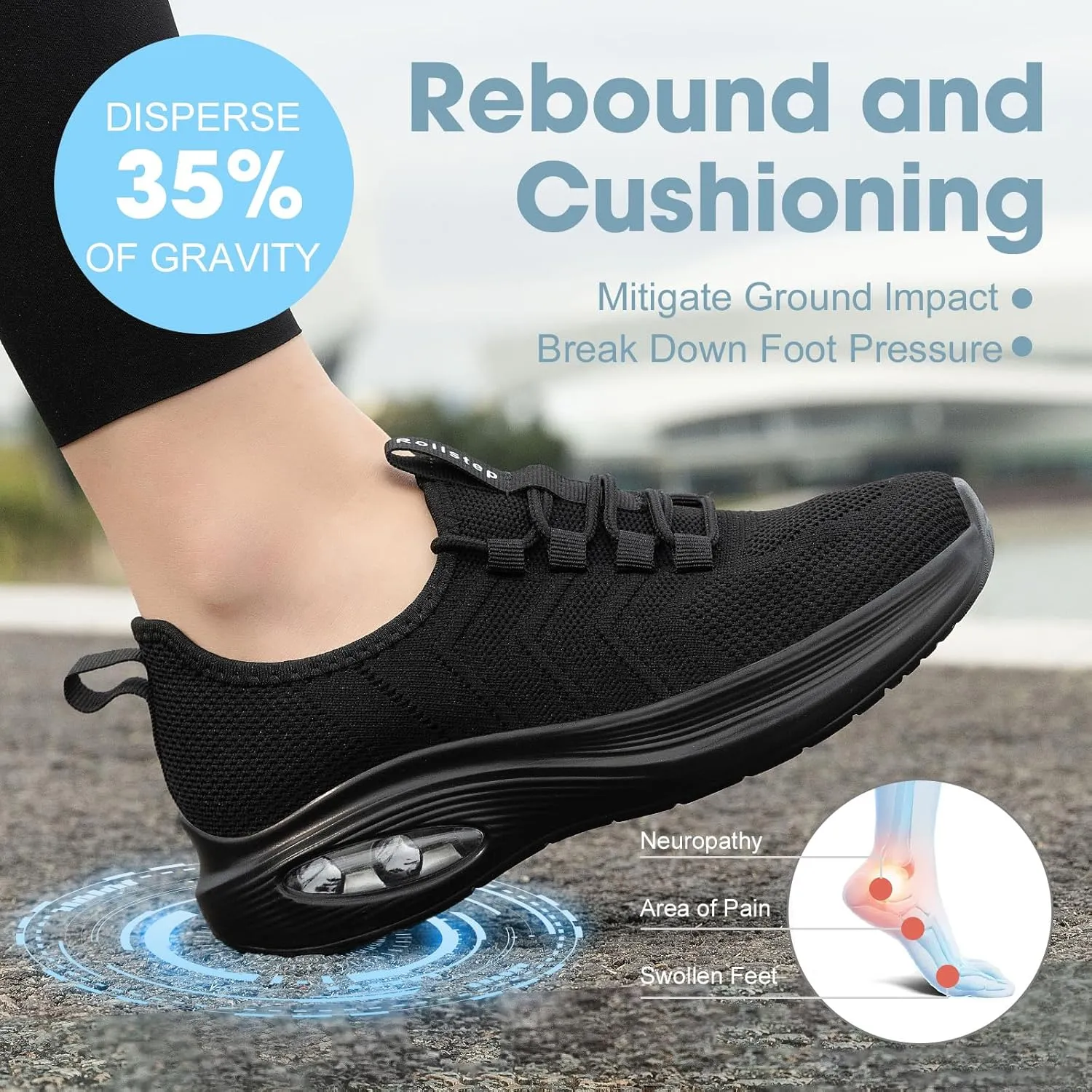 Wide Toe Box Shoes Women Extra Wide Width Sneakers Air Cushion Road Running Shoes Ultra Light Tennis Gym Workout Training Shoes Breathable Walking Shoes with Arch Support