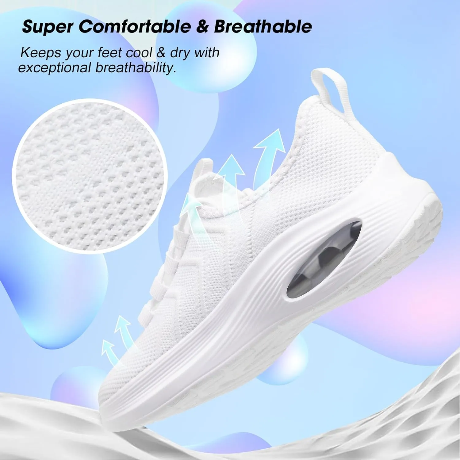 Wide Toe Box Shoes Women Extra Wide Width Sneakers Air Cushion Road Running Shoes Ultra Light Tennis Gym Workout Training Shoes Breathable Walking Shoes with Arch Support