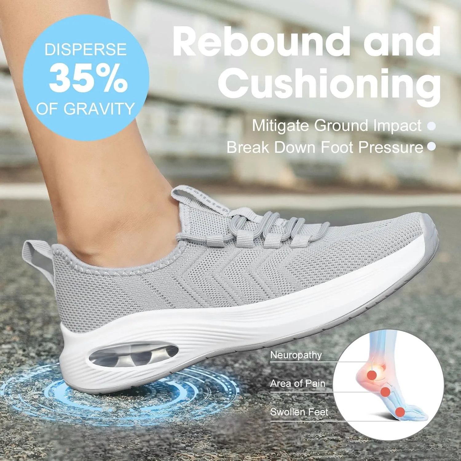 Wide Toe Box Shoes Women Extra Wide Width Sneakers Air Cushion Road Running Shoes Ultra Light Tennis Gym Workout Training Shoes Breathable Walking Shoes with Arch Support