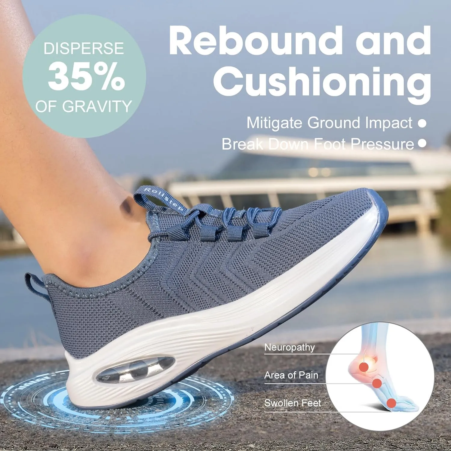Wide Toe Box Shoes Women Extra Wide Width Sneakers Air Cushion Road Running Shoes Ultra Light Tennis Gym Workout Training Shoes Breathable Walking Shoes with Arch Support