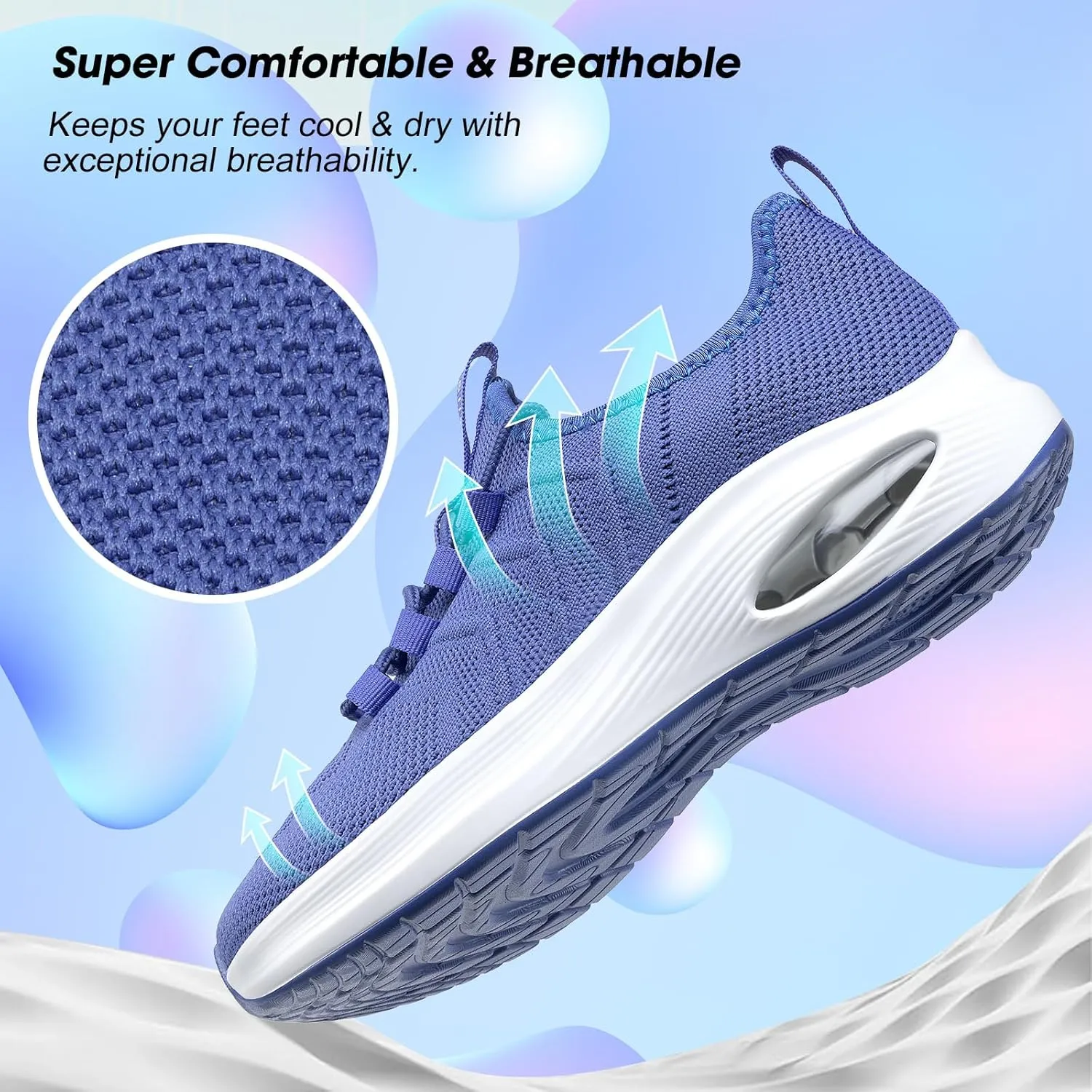 Wide Toe Box Shoes Women Extra Wide Width Sneakers Air Cushion Road Running Shoes Ultra Light Tennis Gym Workout Training Shoes Breathable Walking Shoes with Arch Support