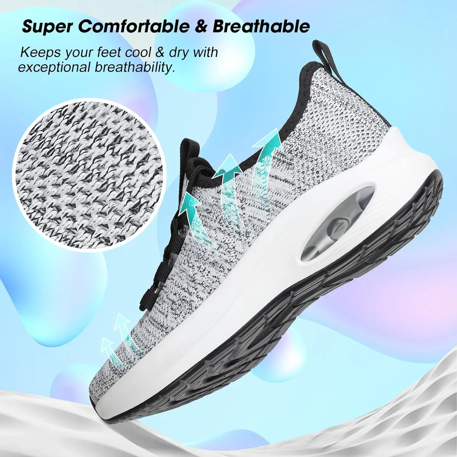 Wide Toe Box Shoes Women Extra Wide Width Sneakers Air Cushion Road Running Shoes Ultra Light Tennis Gym Workout Training Shoes Breathable Walking Shoes with Arch Support