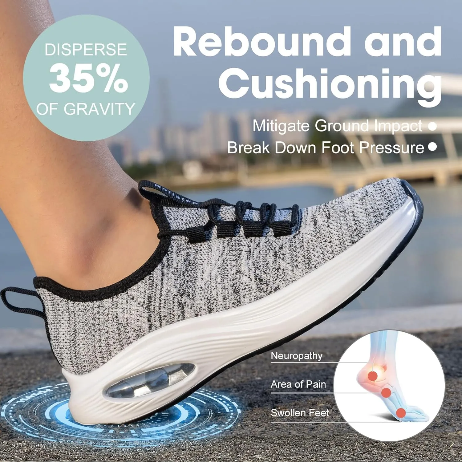 Wide Toe Box Shoes Women Extra Wide Width Sneakers Air Cushion Road Running Shoes Ultra Light Tennis Gym Workout Training Shoes Breathable Walking Shoes with Arch Support