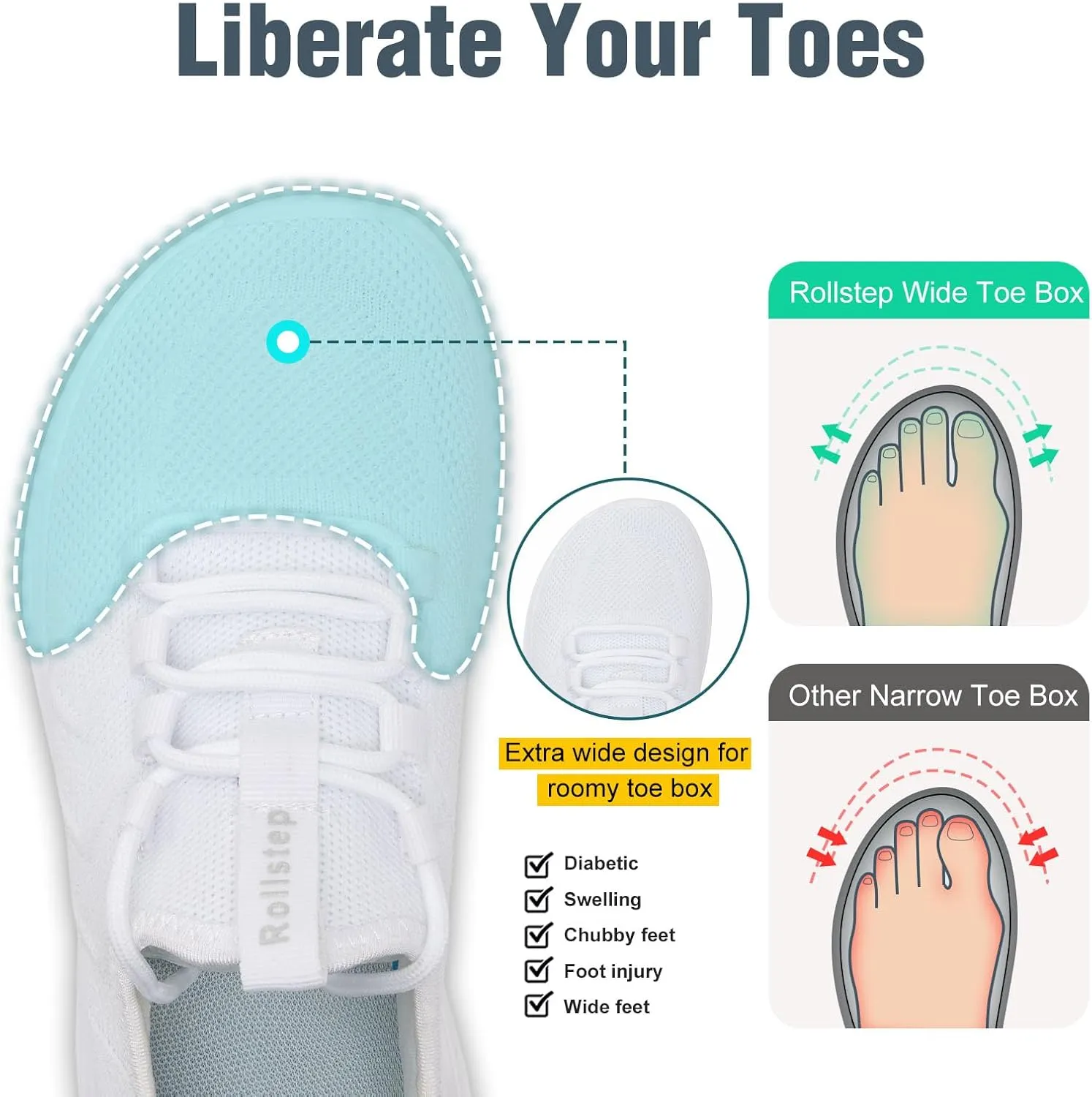 Wide Toe Box Shoes Women Extra Wide Width Sneakers Air Cushion Road Running Shoes Ultra Light Tennis Gym Workout Training Shoes Breathable Walking Shoes with Arch Support