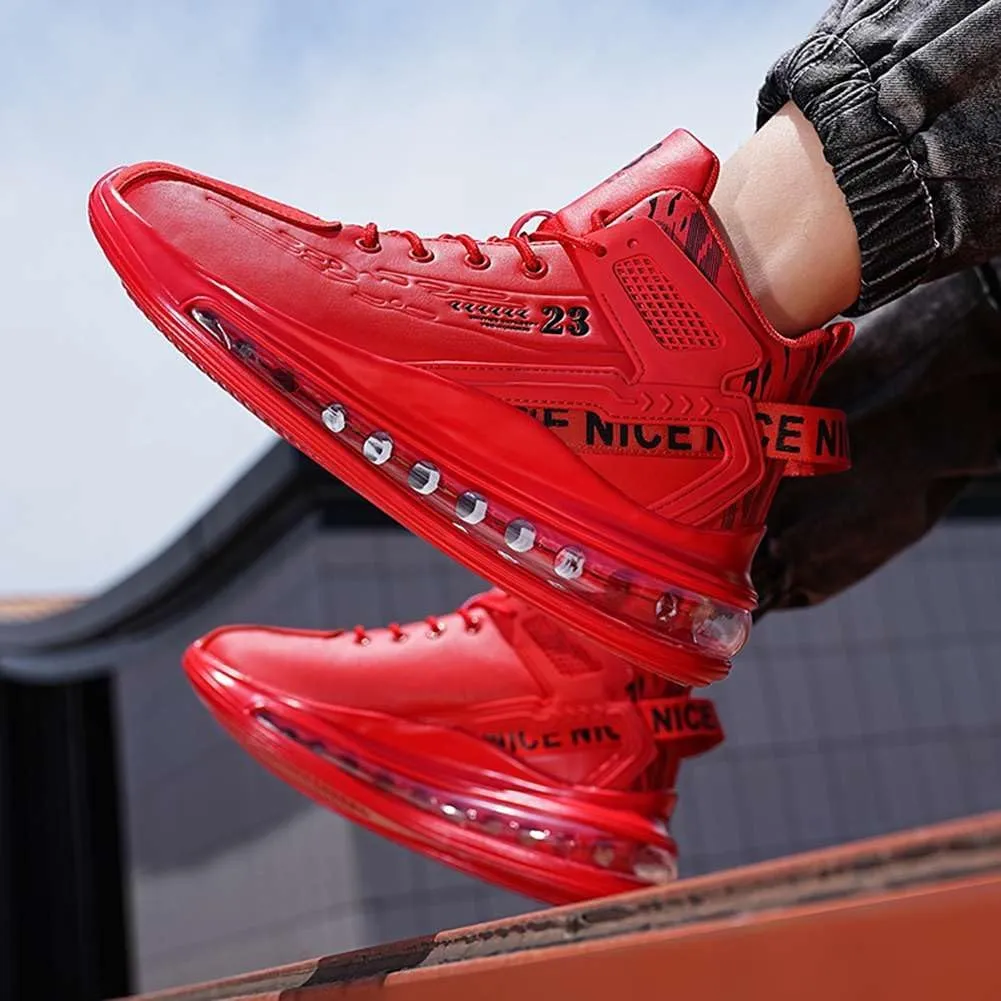 WILTENA Men's Fashion High Top Air Cushion Basketball Shoes Boy's Sports Tennis Running Sneakers Comfy Casual Walking Shoes for Men