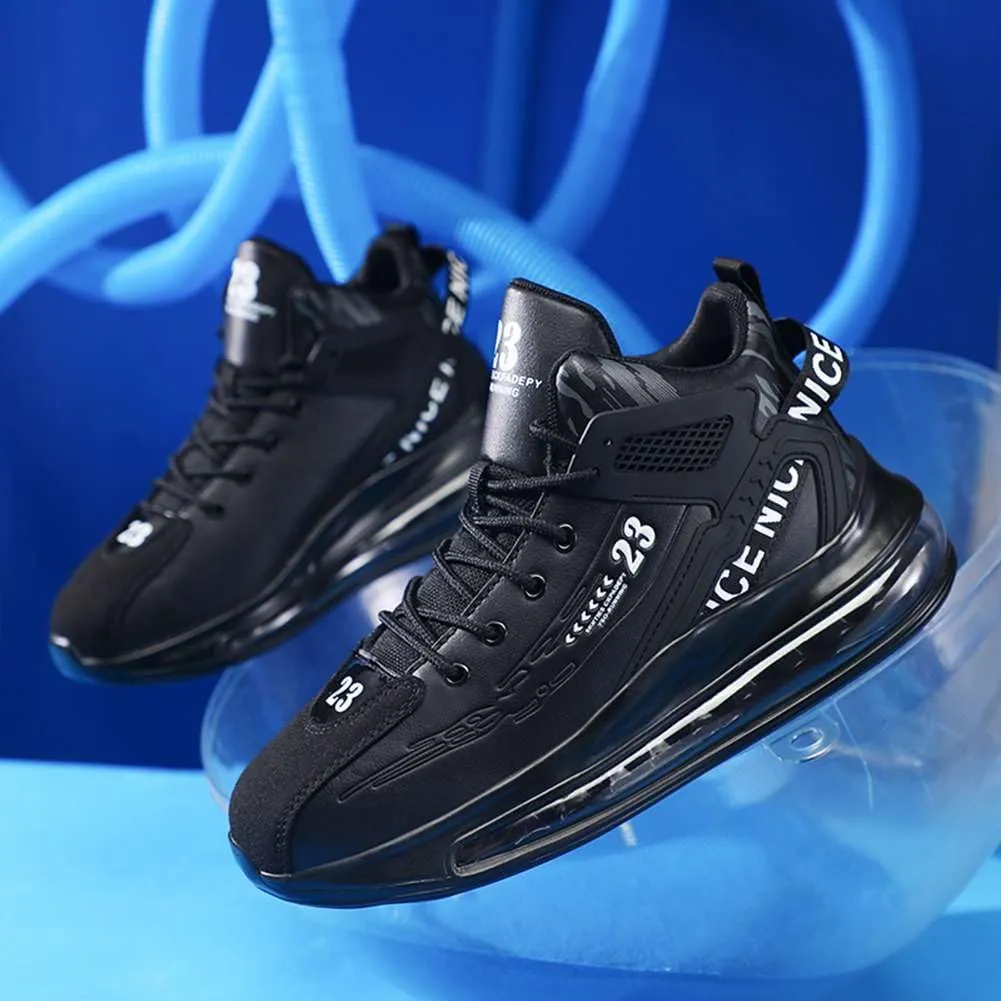 WILTENA Men's Fashion High Top Air Cushion Basketball Shoes Boy's Sports Tennis Running Sneakers Comfy Casual Walking Shoes for Men