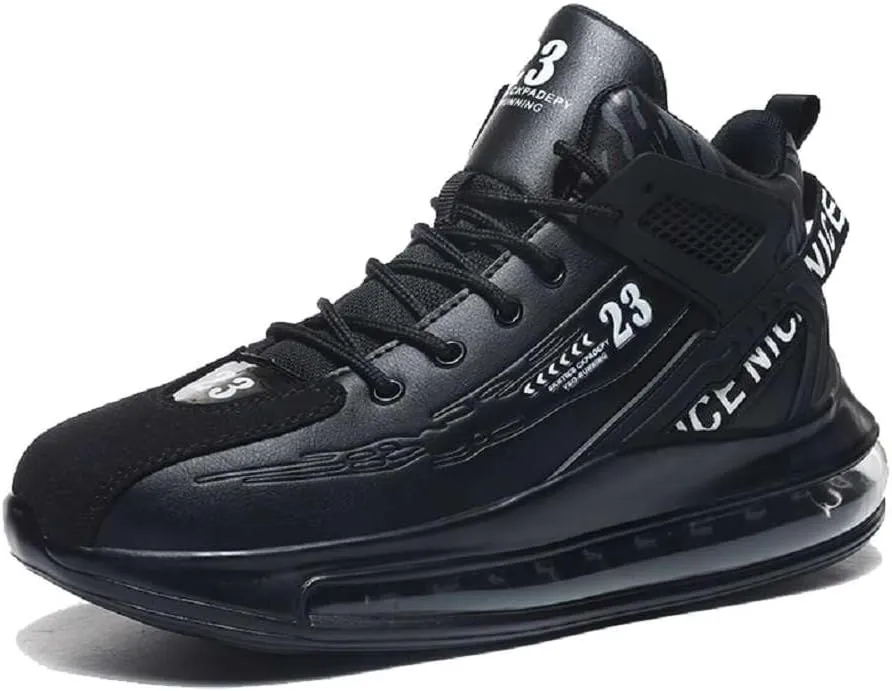 WILTENA Men's Fashion High Top Air Cushion Basketball Shoes Boy's Sports Tennis Running Sneakers Comfy Casual Walking Shoes for Men