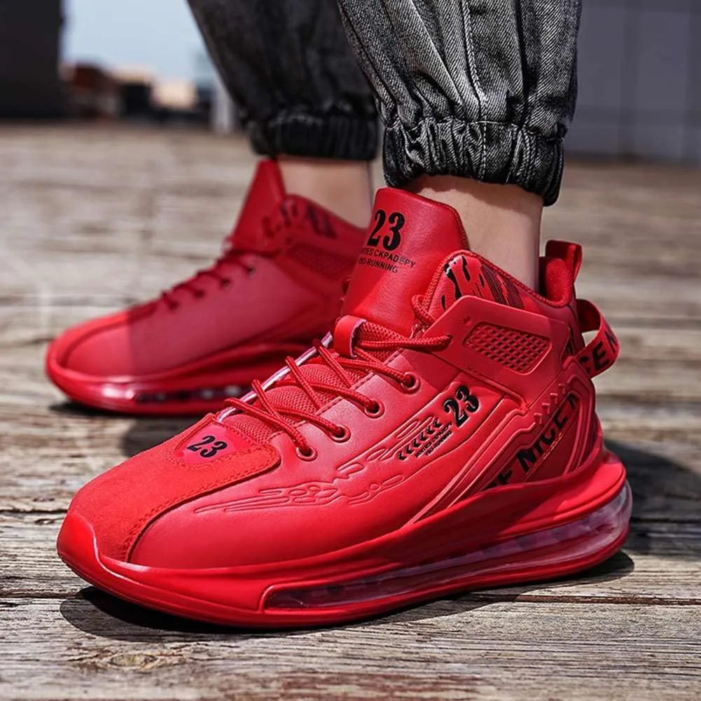 WILTENA Men's Fashion High Top Air Cushion Basketball Shoes Boy's Sports Tennis Running Sneakers Comfy Casual Walking Shoes for Men