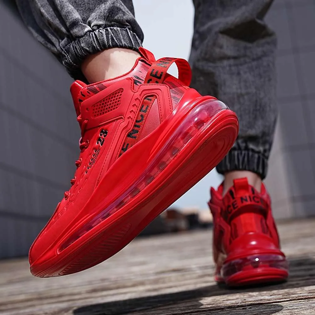 WILTENA Men's Fashion High Top Air Cushion Basketball Shoes Boy's Sports Tennis Running Sneakers Comfy Casual Walking Shoes for Men