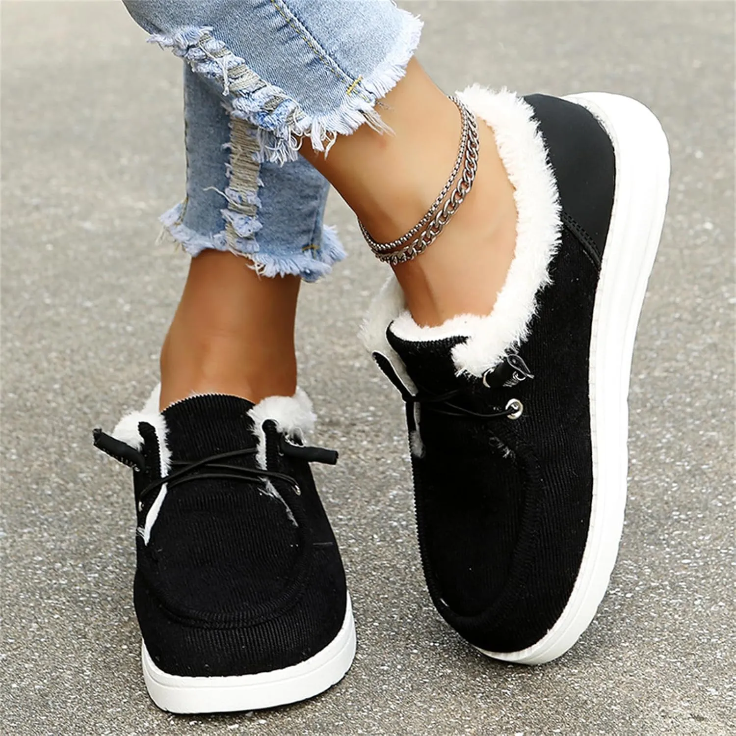 Winter Boots For Women Warm Snow Ankle Booties Slip On Outdoor Fur Lined Comfortable Fashion Casual Loafers Shoes