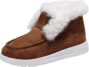 Winter Fashion Boots For Women 2024 Warm Fur Lined Snow Ankle Short Booties Outdoor Comfortable Slip On Loafers Shoes