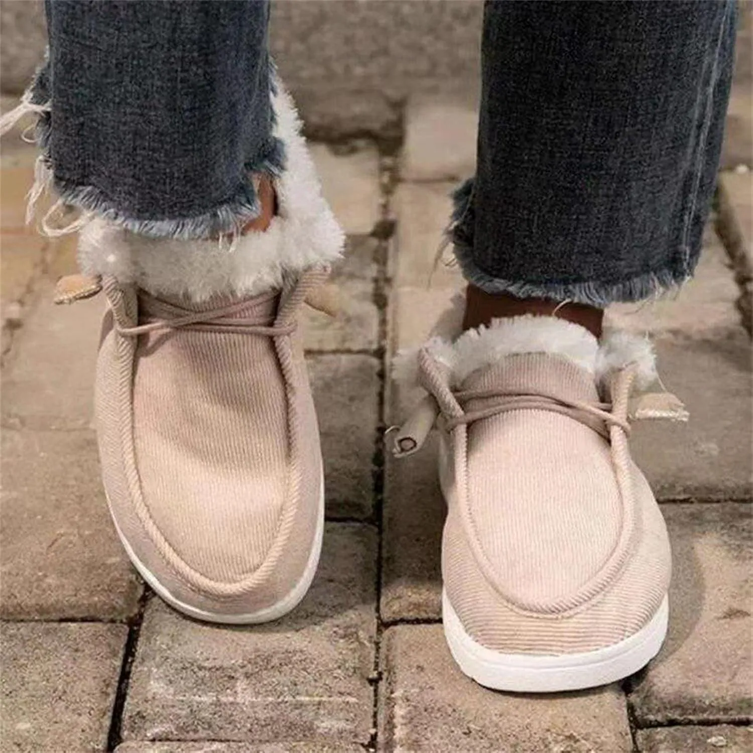 Winter Fashion Boots For Women 2024 Warm Fur Lined Snow Boots Outdoor Short Ankle Booties Slip On Loafers Shoes
