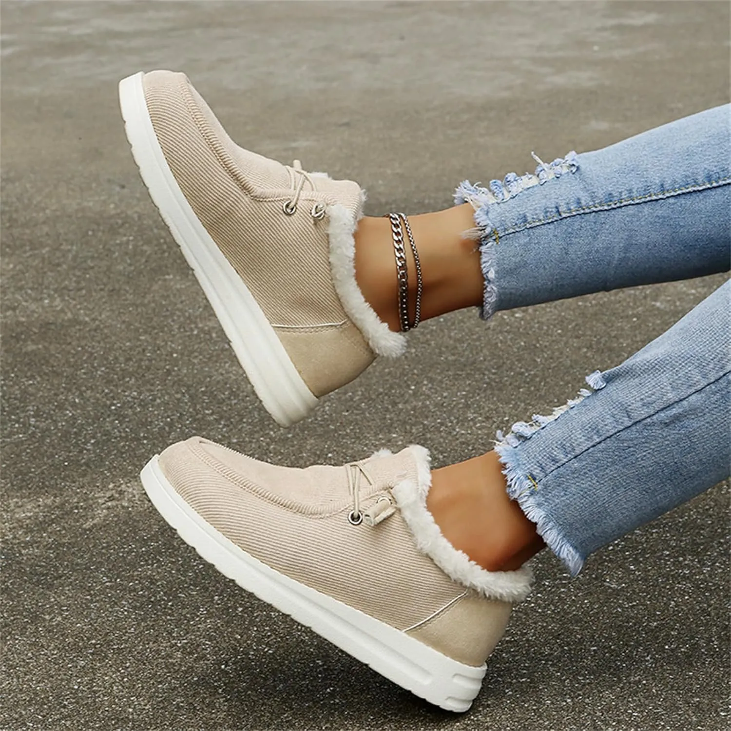 Winter Fashion Boots For Women 2024 Warm Fur Lined Snow Boots Outdoor Short Ankle Booties Slip On Loafers Shoes