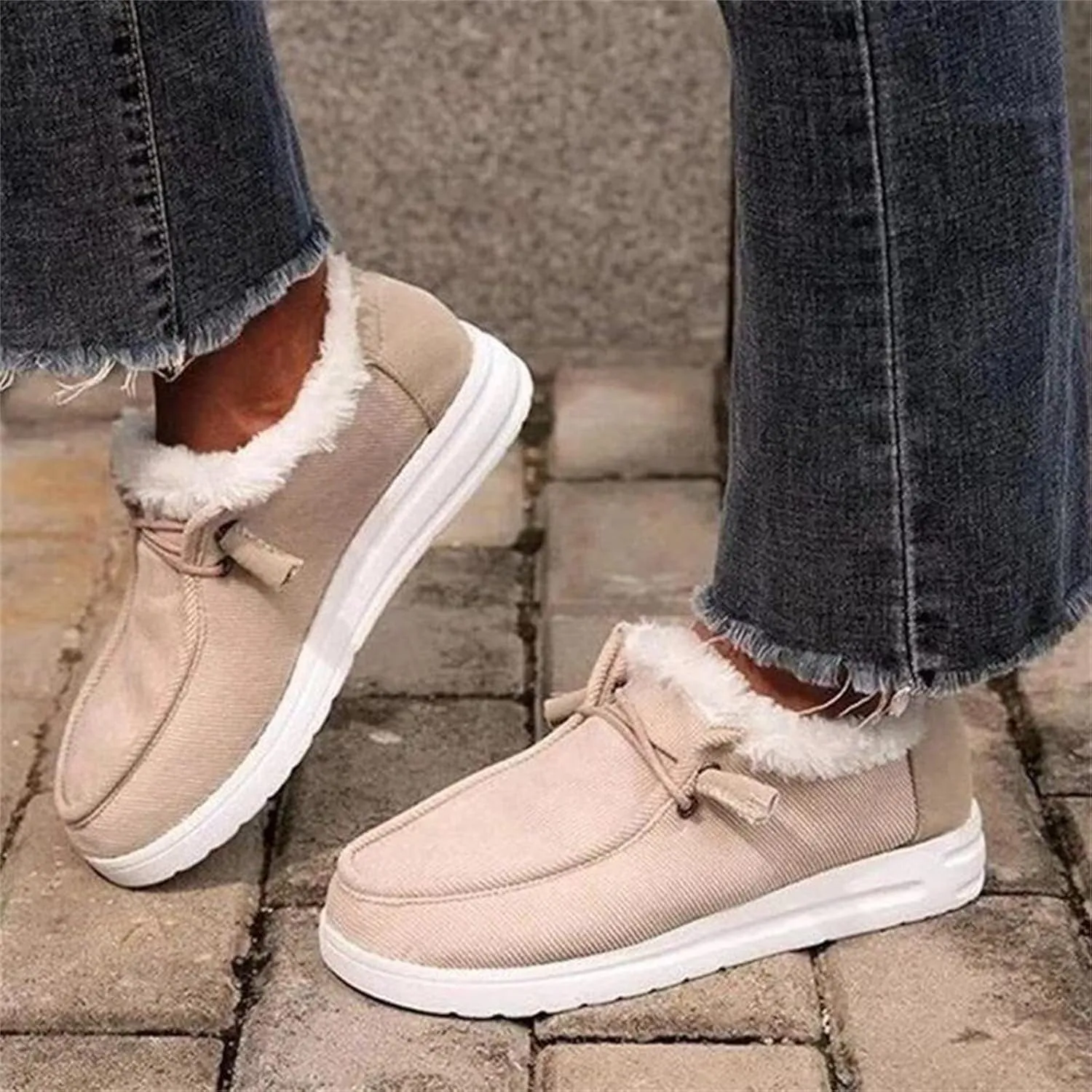 Winter Fashion Boots For Women 2024 Warm Fur Lined Snow Boots Outdoor Short Ankle Booties Slip On Loafers Shoes