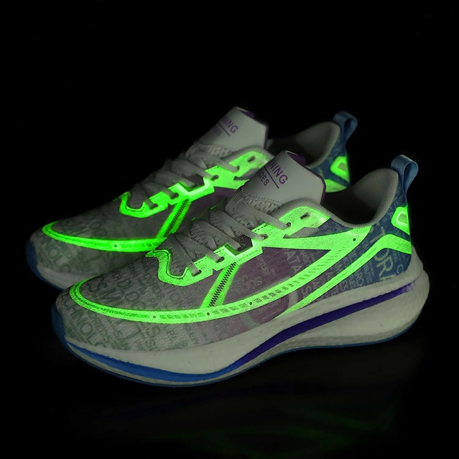 with Cool Color Coded Letters Luminous Lace up Basketball Shoes，Men Women Comfortable Backpack Hiking Shoes for