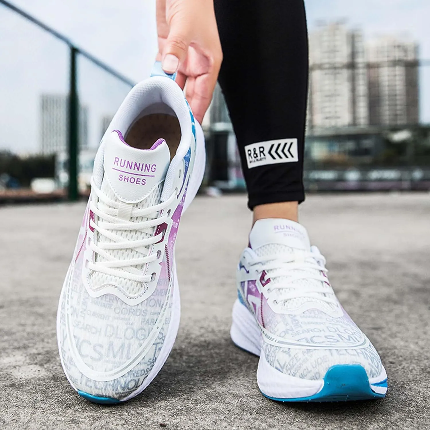 with Cool Color Coded Letters Luminous Lace up Basketball Shoes，Men Women Comfortable Backpack Hiking Shoes for
