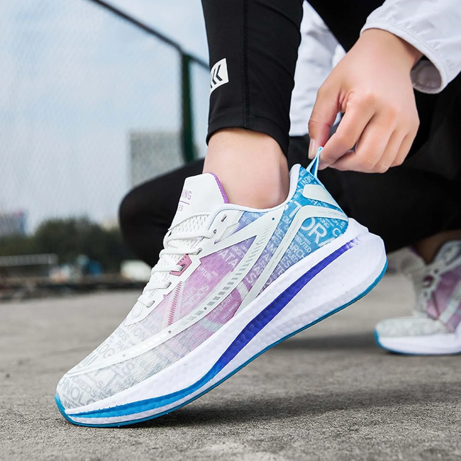 with Cool Color Coded Letters Luminous Lace up Basketball Shoes，Men Women Comfortable Backpack Hiking Shoes for